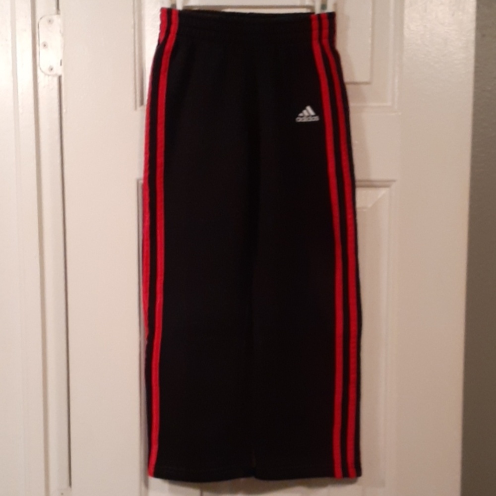 Adidas red and black sweat pants